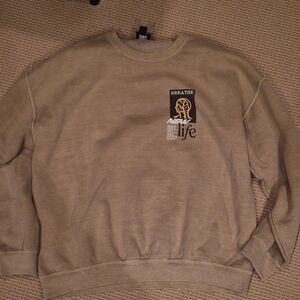 Nordstrom Tan Crewneck Sweater with Graphic